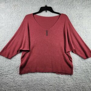 Maglificio Miss Eleven Sweater Womens M Burgundy Dolman Sleeve V-Neck Italy